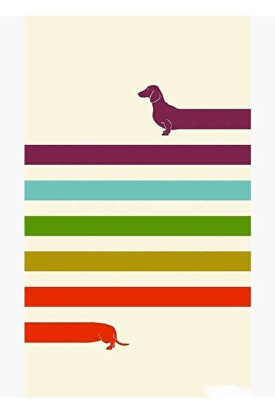 Universal Poster decorativ din lemn cu pictură colorată cu cățeluși