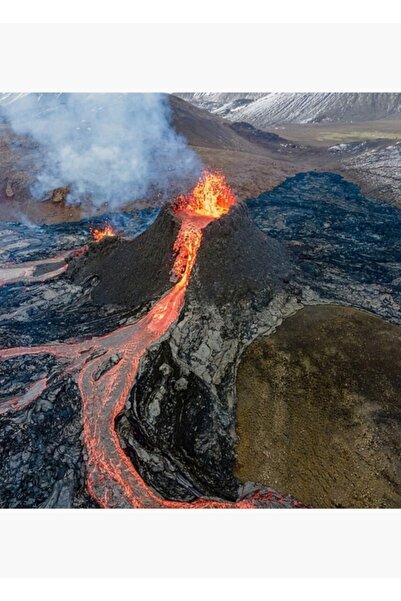Universal Poster decorativ din lemn cu tablou vulcanic din Islanda