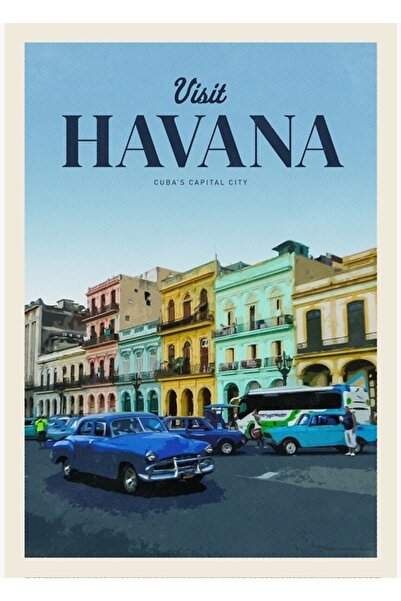 Universal Vizitați Havana Tablo, afișul decorativ din lemn