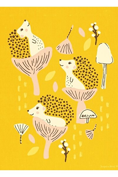 Universal Poster decorativ din lemn Happy Hedgehog Painting