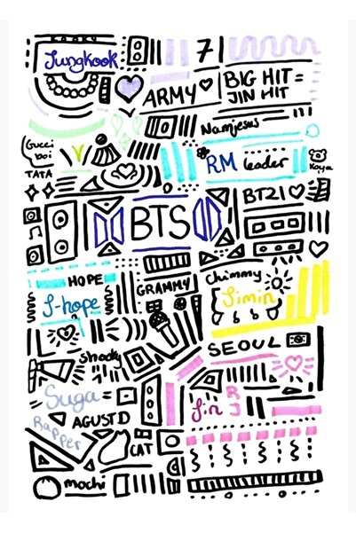 Universal BTS Ινφορματικό Γραφήματος Doodle Ξύλινη Διακοσμητική Αφίσα Κωδικός...