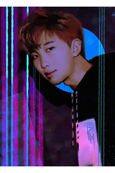 Universal Neon Joon // Poster decorativ din lemn cu imagine BTS RM Cod2788