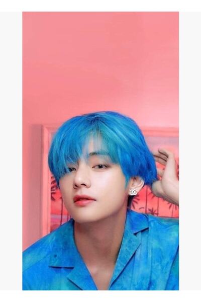 Universal Bts V Kim Taehyung Ξύλινη Ξύλινη Αφίσα με Μπλε Μαλλιά Διακοσμητικός...