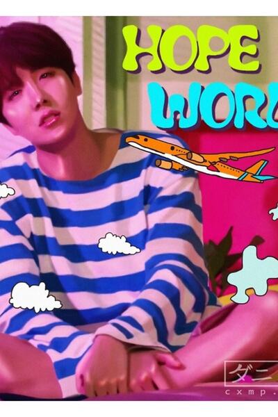 Universal عالم الأمل - ملصق خشبي لطاولة BTS Jhope ديكور Kod1797