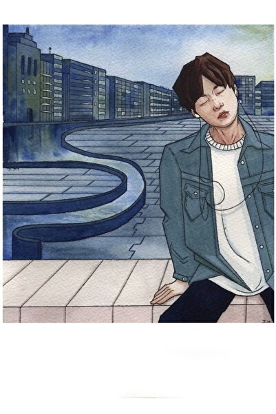 Universal Илюстрация на градска песен (bts Йонги) Декоративен дървен плакат-к...