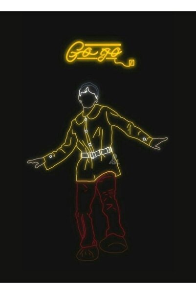 Universal Bts Gogo Line Art Tablo Poster decorativ din lemn Cod3261