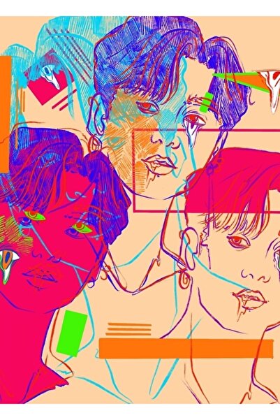 Universal Poster decorativ din lemn cu ilustrație digitală Trippy Bts Jungkoo...