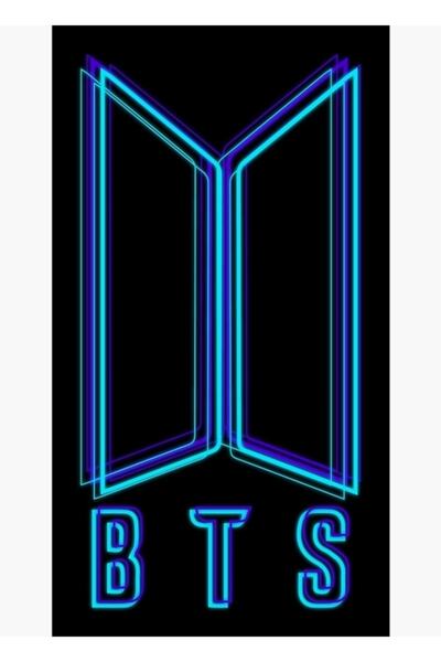 Universal Bts - Ξύλινη διακοσμητική αφίσα με λογότυπο νέον, Κωδικός3554