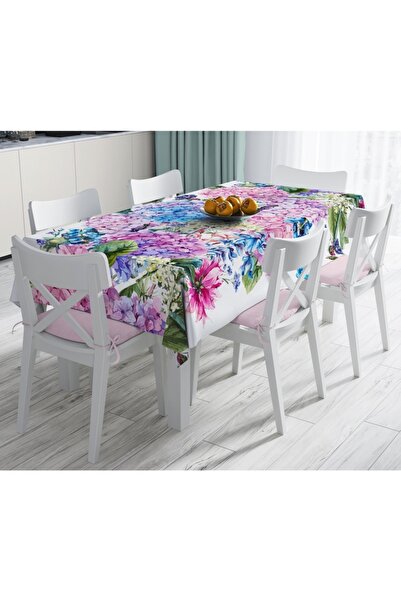 Realhomes مفرش طاولة مقاوم للبقع مطبوع رقميًا بنمط زنبق أرجواني