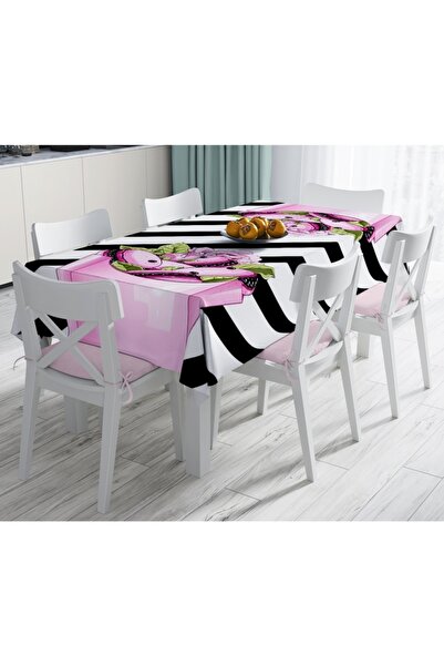 Realhomes Coco Pops Pink Black dizajnirani moderni dekorativni stolnjak otpor...