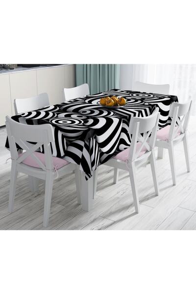 Realhomes Чорно-білі 3D кулі, цифровий друк, не залишають плям, скатертина