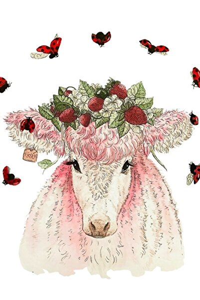 Universal Φράουλα Πασχαλίτσα Αγελάδα Ακουαρέλα Ζωγραφική Ξύλινη Αφίσα Διακοσμ...