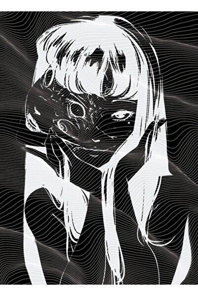 Universal Tomie Junji Ito Korku Manga Soyut Ses Dalgaları Tablo Ahşap Poster Dekoratif