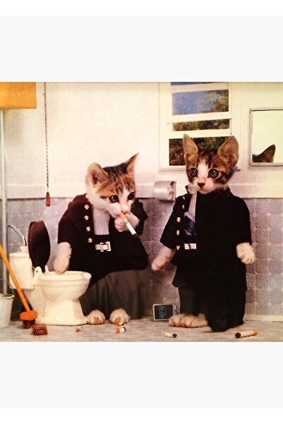 Universal Pictură cu pisici fumătoare, poster decorativ din lemn