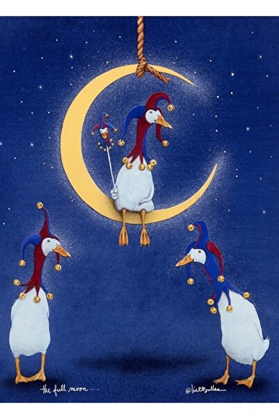 Universal Will Bullas Art Print Foolish Moon... Humor Animals Painting Wooden...