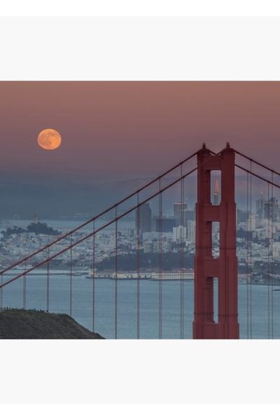 Universal Luna, San Francisco, Golden Gate, Tablou decorativ din lemn, afiș d...