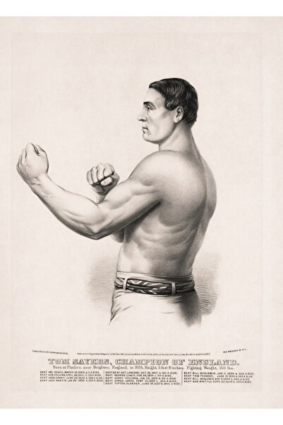 Universal Tom Sayers - Αγγλική ξύλινη διακοσμητική αφίσα με γυμνά δάχτυλα, Πρ...