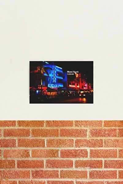 Universal Маями Бийч, Флорида, Нощен дървен плакат за маса, Декоративен, Оушъ...