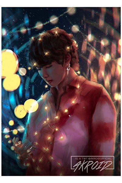 Universal Bts Fake Love Taehyung Fanart Painting Wooden Poster Decorative Cod...