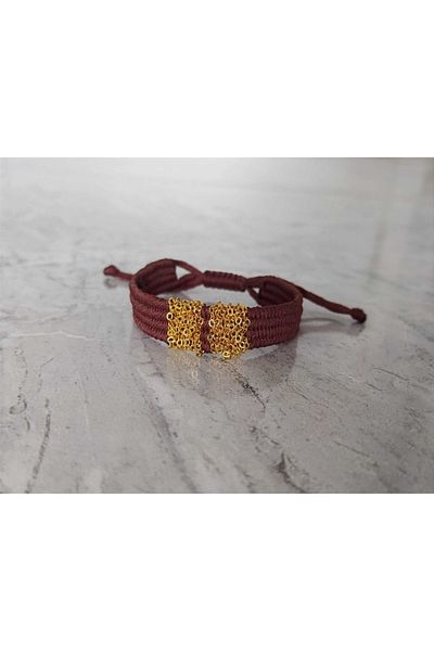Eva Takı Brown Cord Woven Chain Model Knitted Rope Bracelet