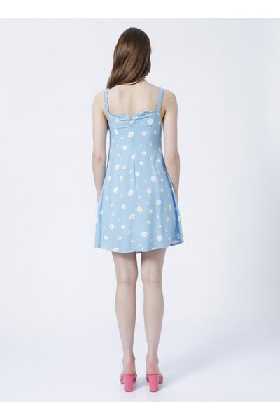 Aeropostale Düz Yaka Desenli Mavi Kadındiz Üstü Elbise - K-fırpo