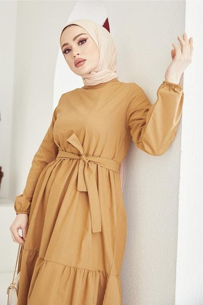 benguen Φόρεμα Hijab με ζώνη 411 Zero Collar