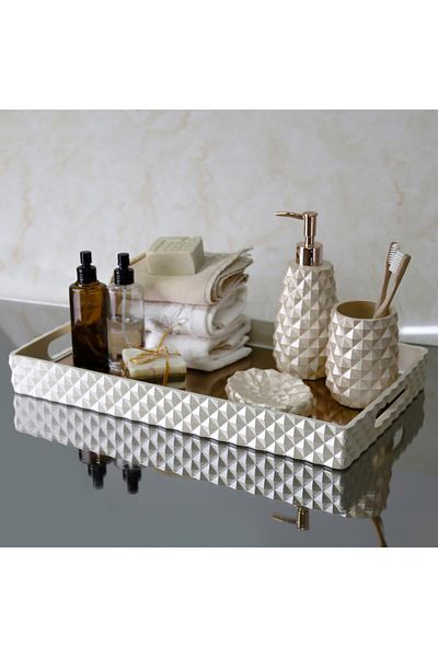 Selim Pyramid Rectangular Pearl Tray 45x26