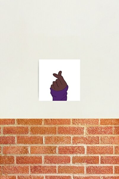 Universal Κορεάτικη Καρδιά με Δάχτυλα - Ξύλινη Διακοσμητική Αφίσα Bts με Κωδι...