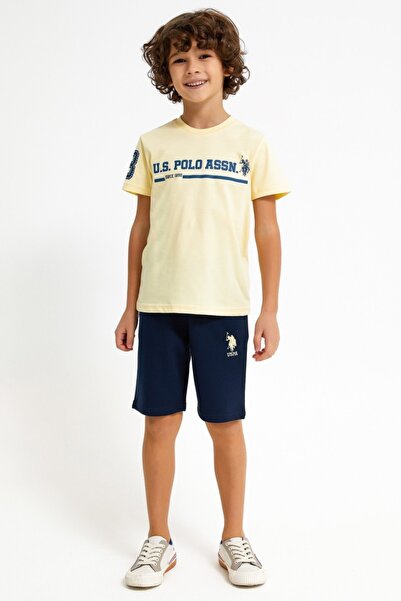 U.S. Polo Assn. Classic Açık Sarı Erkek Çocuk Bermuda Takım 1030