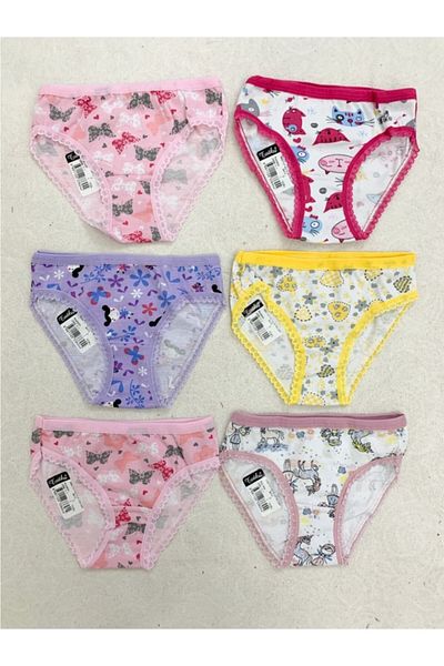 Tutku Bumbac pentru fete, cu imprimeu în față, mixt, multicolore, cu model, lycra, elastan, chiloți zilnic Bato 3 piese 0840