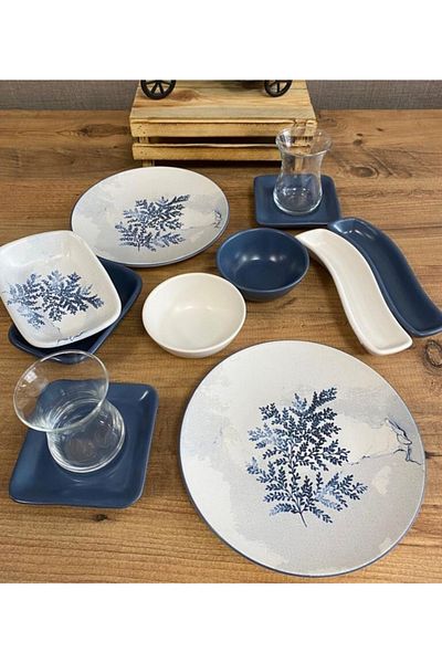 Keramika Blue Magic Set Breakfast 12 Pieces for 2 People