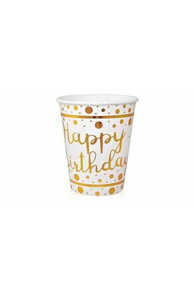 BalonEvi Gold Happy Birthday Written Birthday Cup