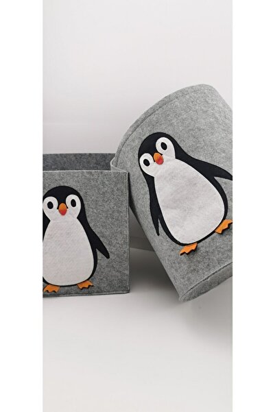 Art Bee Penguen Tasarımlı Küp Bebek Çocuk Odası Organizer Oyuncak Sepeti Kirl...