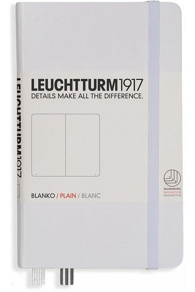 Leuchtturm1917 Pocket Size (A6) Notebook, Hard Cover, Plain, White Cover