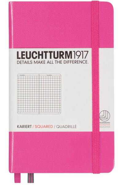 Leuchtturm1917 Cep Boy (A6) Not Defteri, Sert Kapak, Kareli, (YENİ) Pembe Kapak
