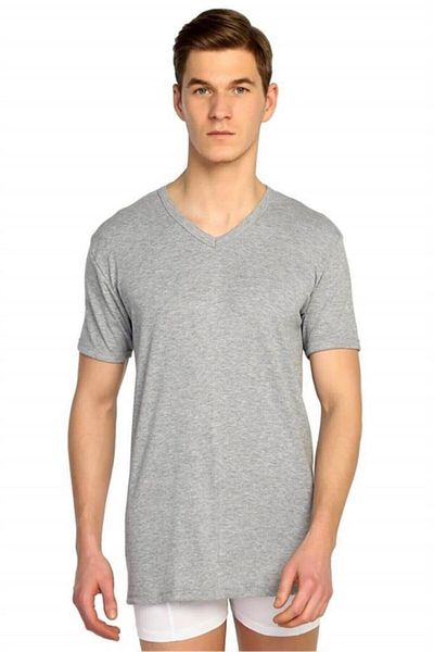 Tutku Men's V-Neck Half Sleeve Gray Undershirt 6-Piece Undershirt