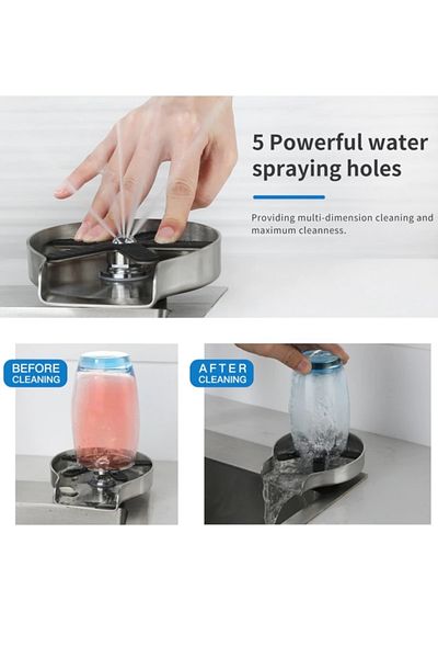 OEM Kitchen Sink Pressure Cup Washing Faucet Automatic Fountain Matte Chrome Nickel 5 Years Warranty