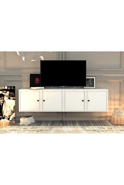 Nettrends Kapakli Duvar Tv Ünitesi Beyaz Tvt-1208-ç