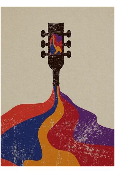 Universal Διακοσμητική ξύλινη αφίσα με σχέδιο κιθάρας και ημι-στερεό κρασί