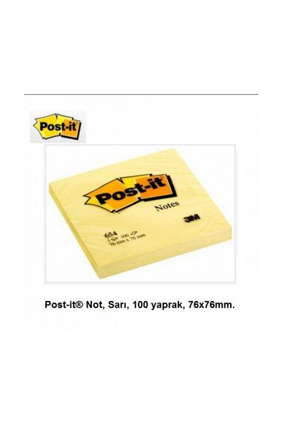 Post-it Adhesive Note Paper 100 Yp 76x76 Yellow 654-12 Pieces