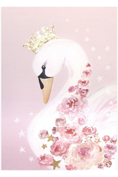 Universal Poster decorativ din lemn cu prințesă roz, lebădă, pasăre cu flori,...