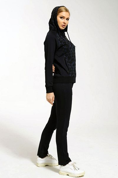 Fantasy Black Women's Hooded Half Turtleneck Tracksuit 201806