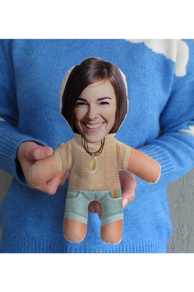 Bk Gift Kişiye Özel Fotoğraflı Eğlenceli Surat Bebek Yastık-53