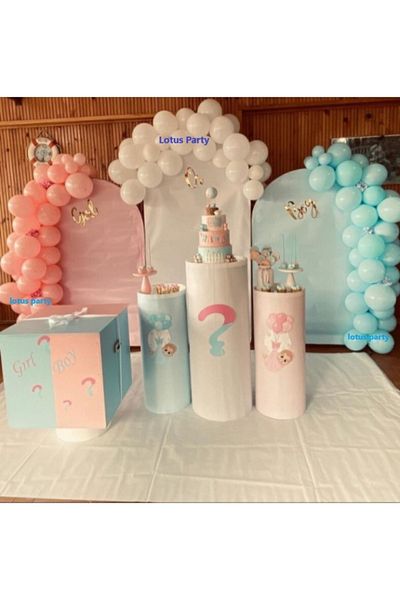 LOTUS PARTY 60 Pieces - Gender Party Party Balloon Chain Set ( White - Pink - Blue Balloon )