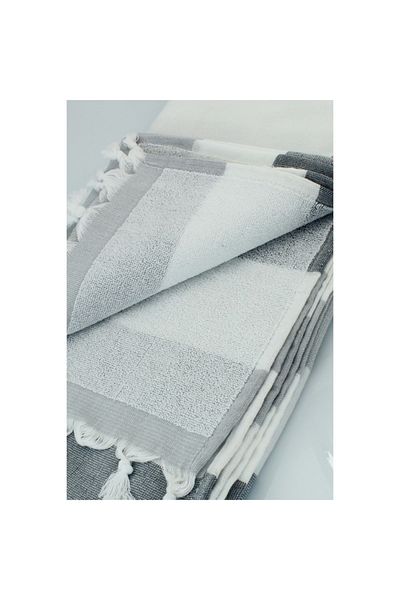 ZnDStore Gray and White Peshtamal Towel
