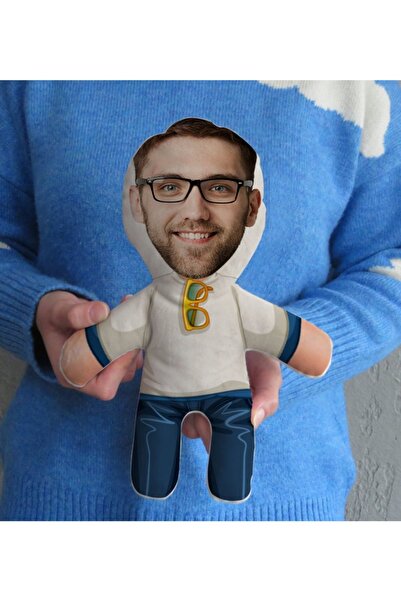 Bk Gift Kişiye Özel Fotoğraflı Eğlenceli Surat Bebek Yastık-58