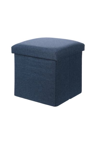 Miniso Keten Kumaş Puf Fonksiyonlu Saklama Kutusu 30cm -mavi