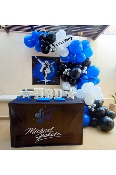 LOTUS PARTY 100 Pieces - Metallic White - Navy Blue - Pastel Black Balloon Chain Set