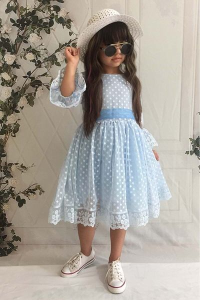 DAFİTO KİDS Rochie de prințesă cu dantelă albastră pentru fetiță