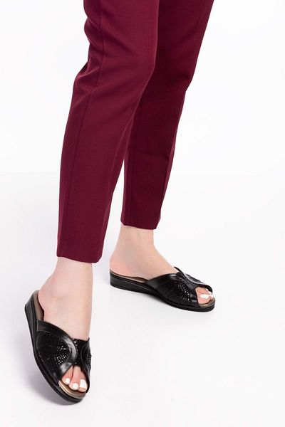 Gondol Papuci de casă eleganti, confortabili, din piele naturală, Kayaş.038 - Black Snake - 38